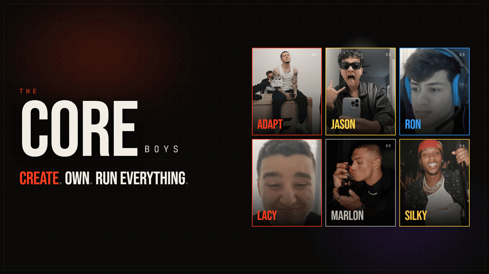 The Core Boys site preview.